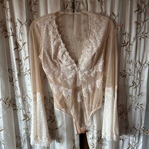 Victoria's Secret Lace Bodysuit in Cream